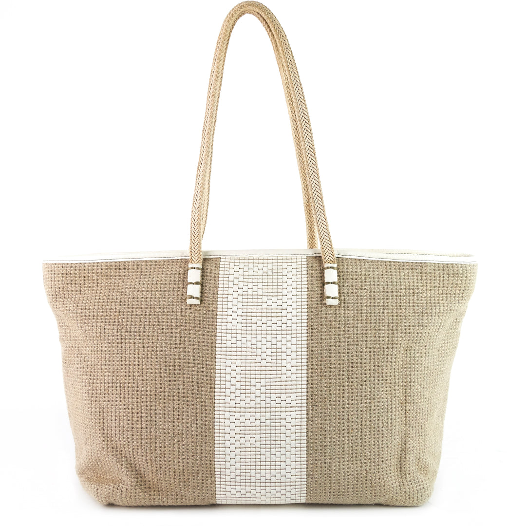 striped hemp tote bag