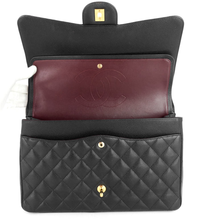 classic maxi double flap caviar shoulder bag