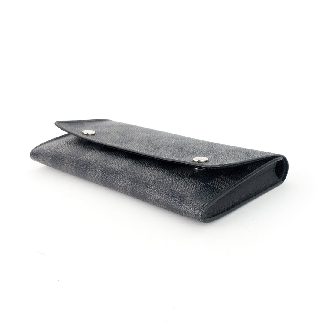portefeuille long modulable damier graphie canvas wallet