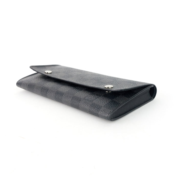 portefeuille long modulable damier graphie canvas wallet