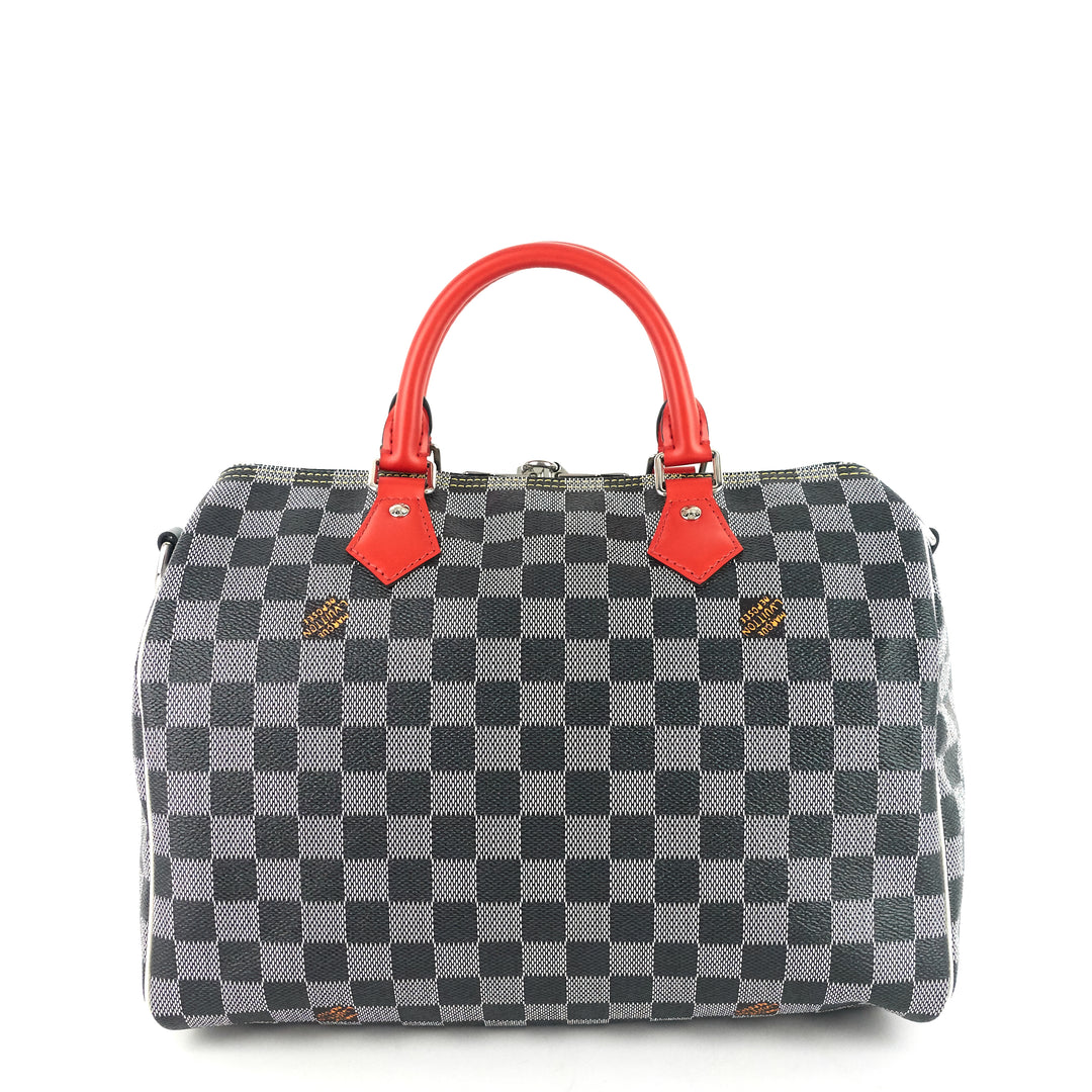 speedy 30 bandoulière black white damier canvas bag