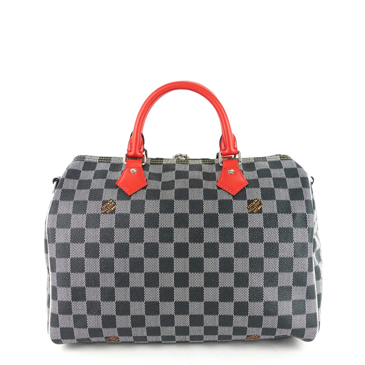 speedy 30 bandoulière black white damier canvas bag