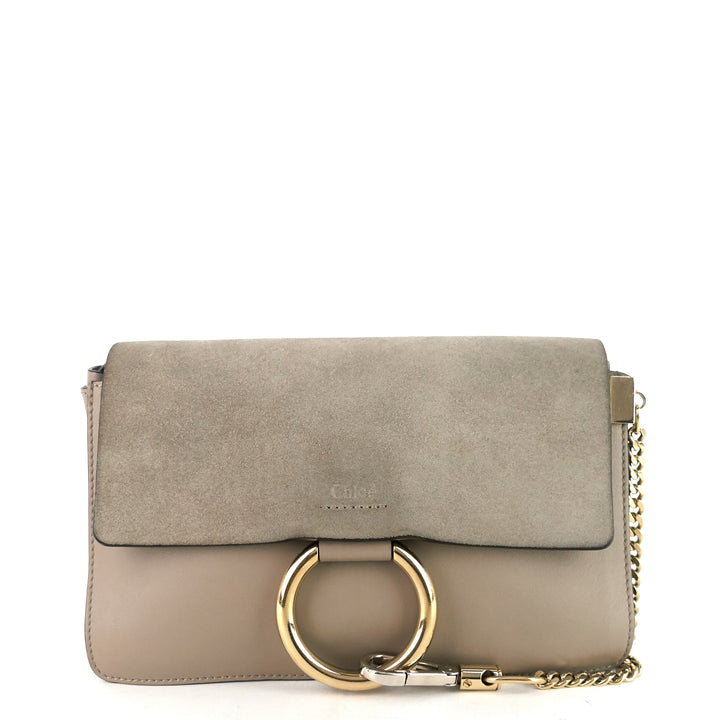 faye small calfskin and suede shoulder bag