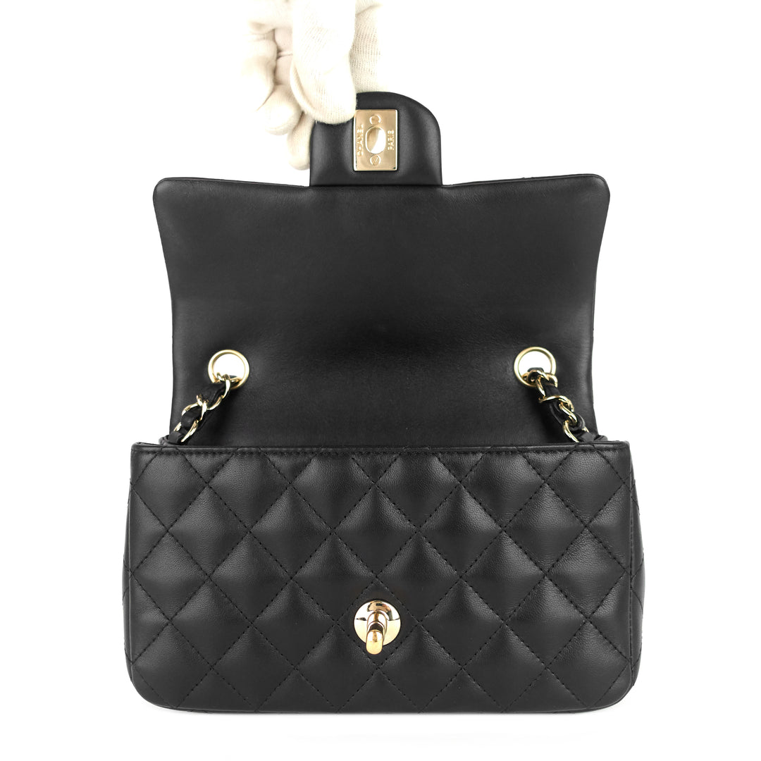 classic mini lambskin leather single flap bag