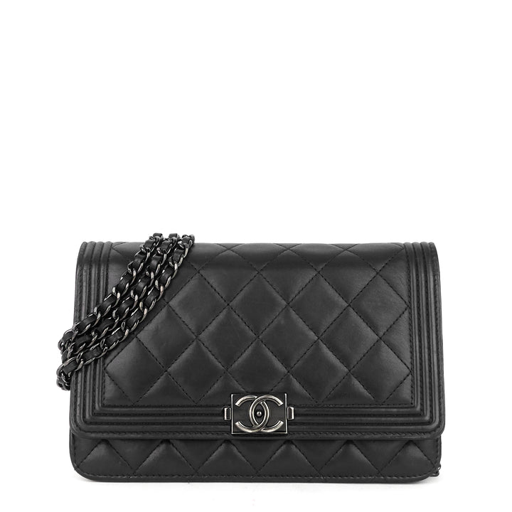 boy wallet on chain woc lambskin leather bag