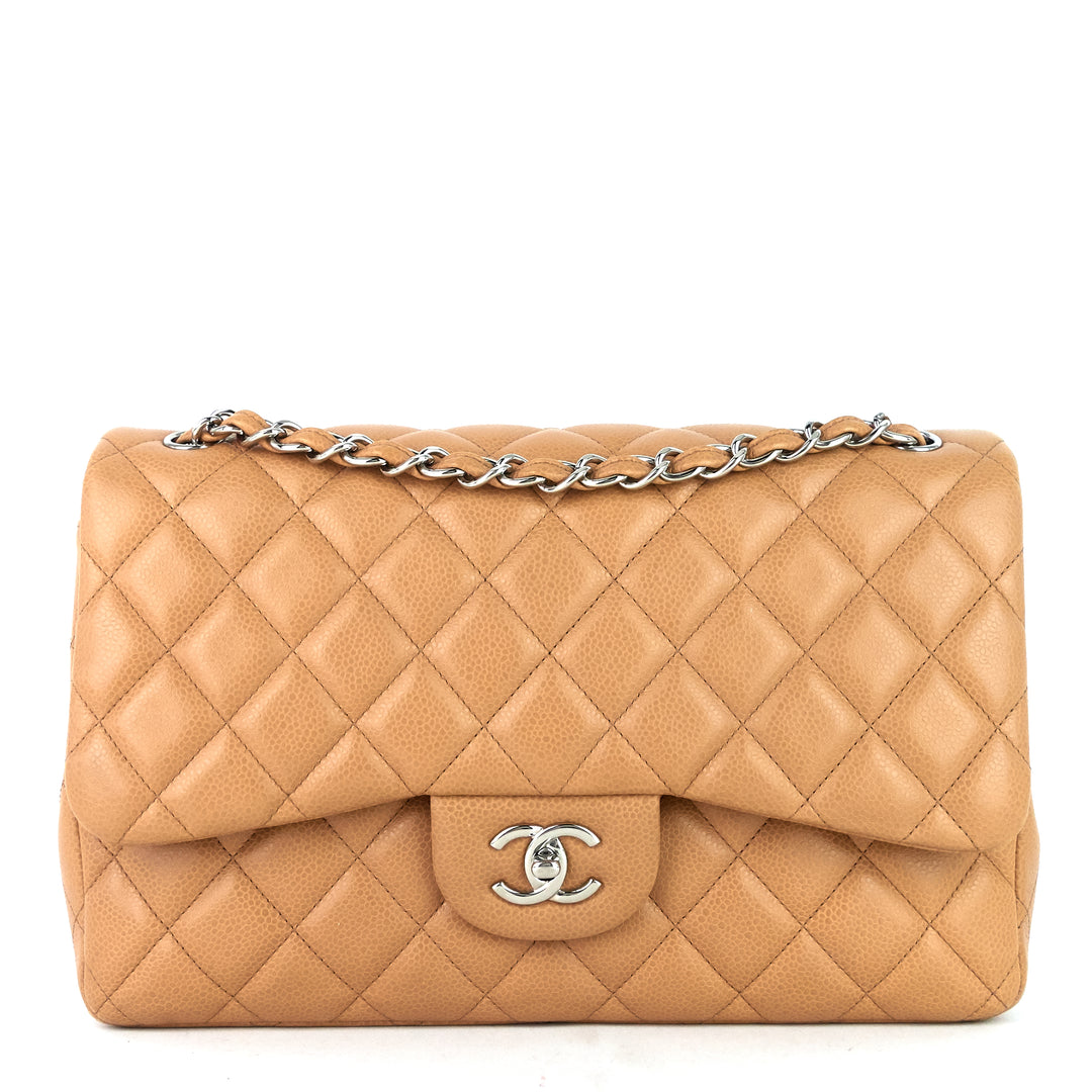 classic double flap jumbo caviar leather bag