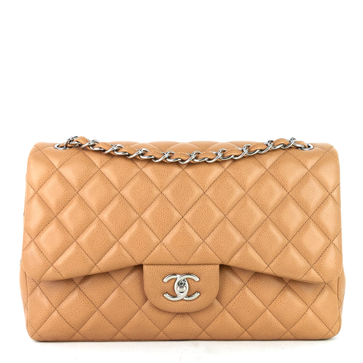 classic double flap jumbo caviar leather bag