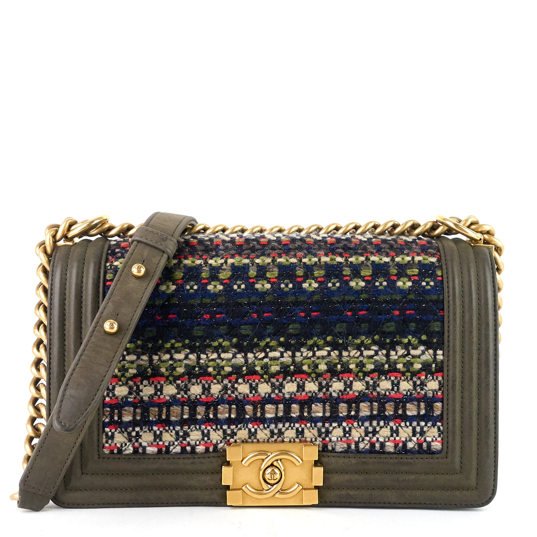 boy suede and tweed flap bag