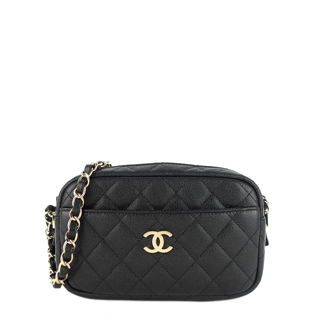 camera case mini caviar leather bag