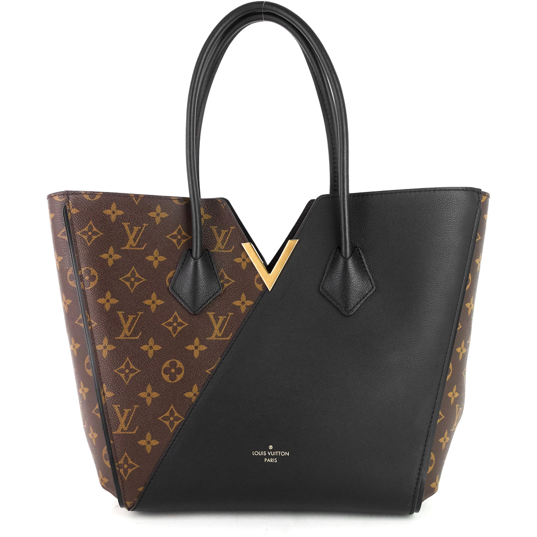 kimono monogram canvas and black leather bag