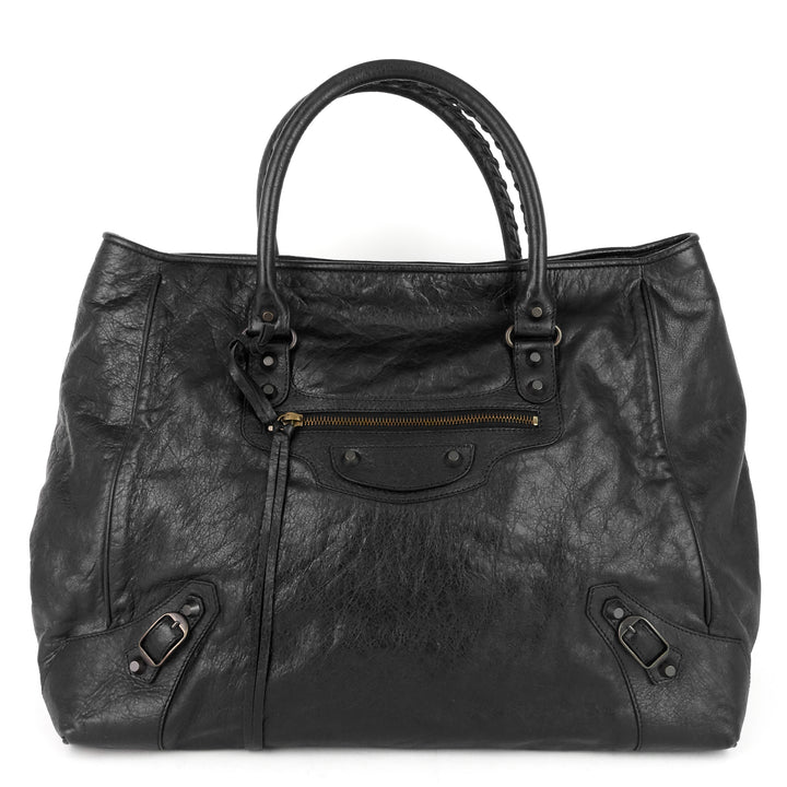 sunday large lambskin leather tote bag