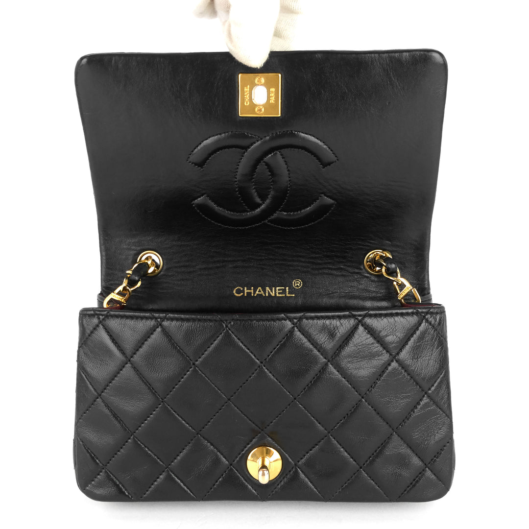lambskin leather small single flap bag