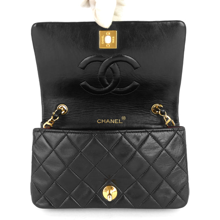 lambskin leather small single flap bag