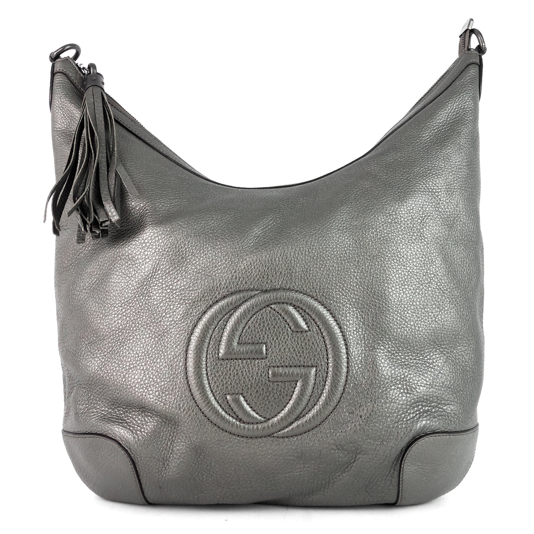 soho chain pebbled calf leather hobo bag