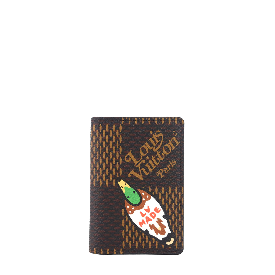 nigo pocket organizer giant damier ebene canvas wallet