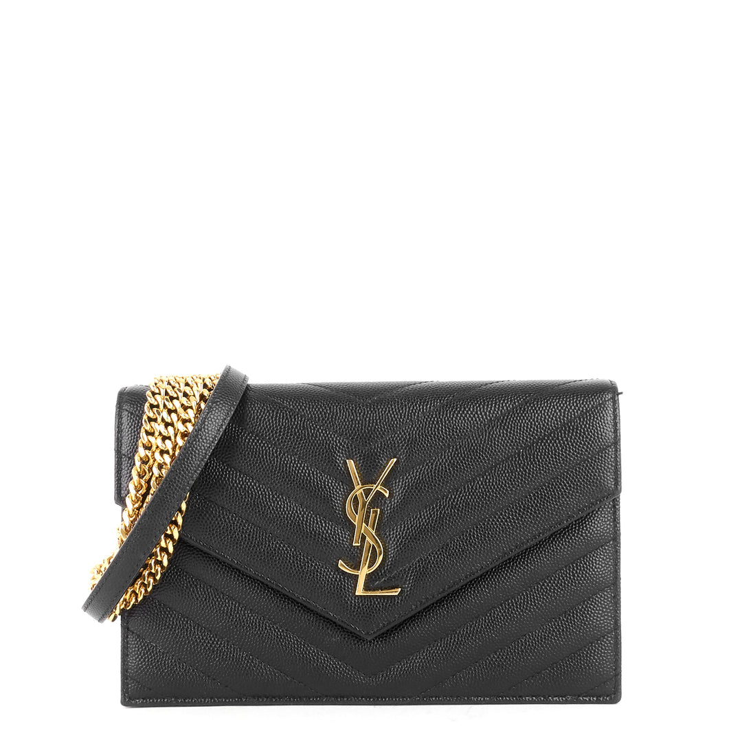 matelassé saffiano leather small wallet on chain woc