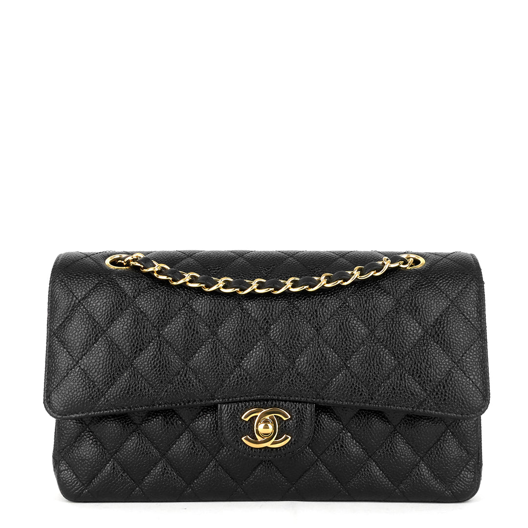 classic double flap medium caviar leather bag