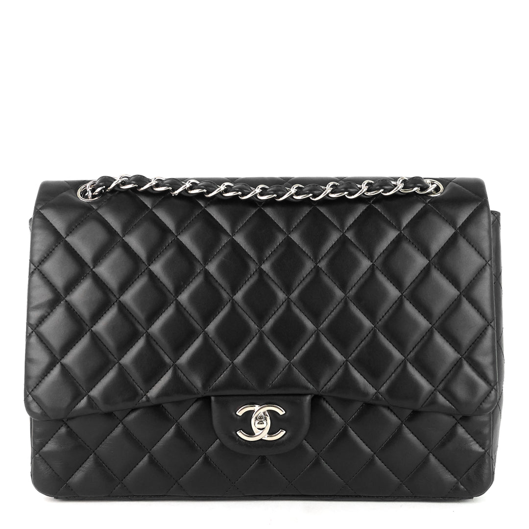 classic single flap maxi lambskin leather bag