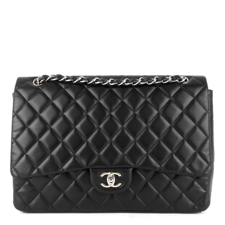 classic single flap maxi lambskin leather bag