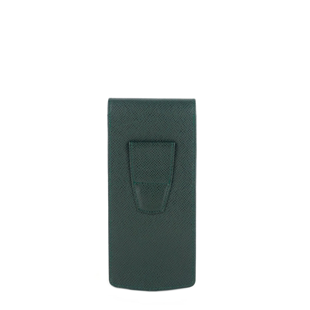 green taiga leather pen holder