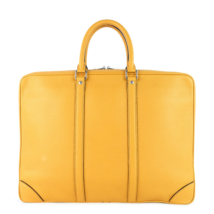 porte-documents voyage pm yellow taurillon leather briefcase bag