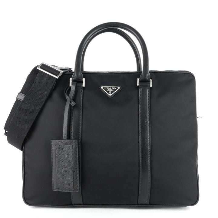 convertible tessuto nylon and saffiano leather briefcase bag