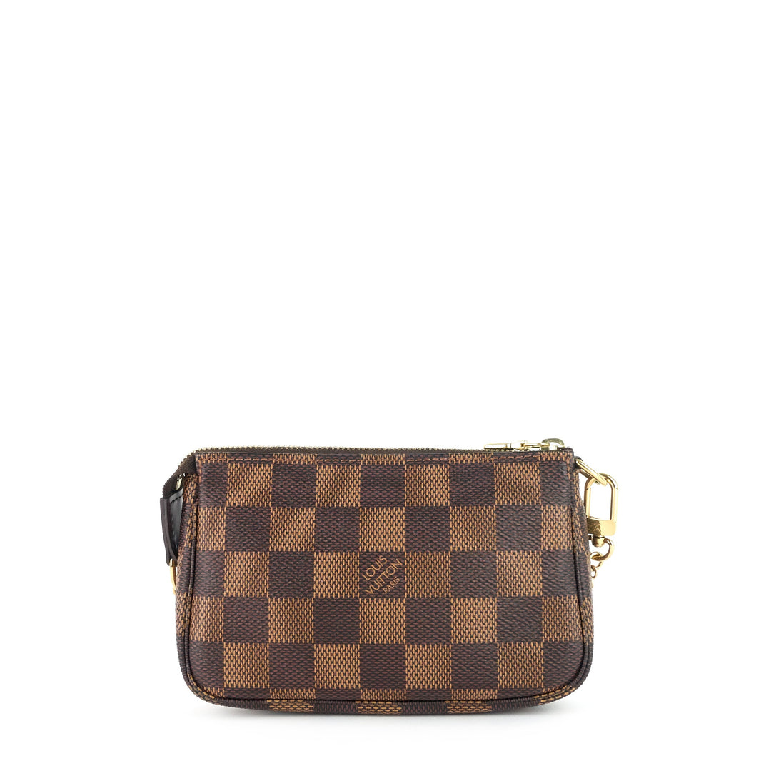 pochette accessoires mini damier ebene canvas bag