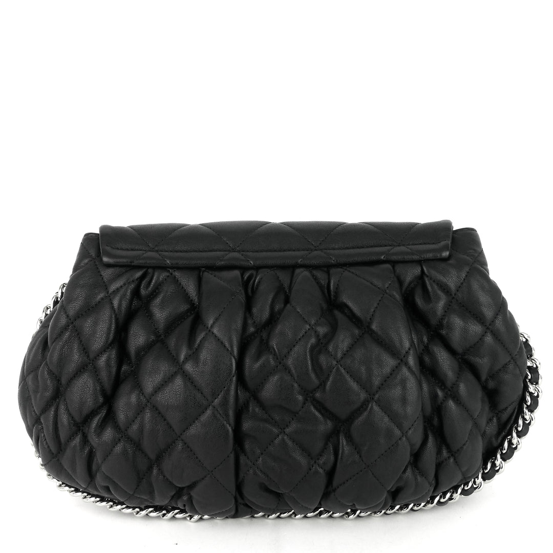 chain around large lambskin leather flap bag