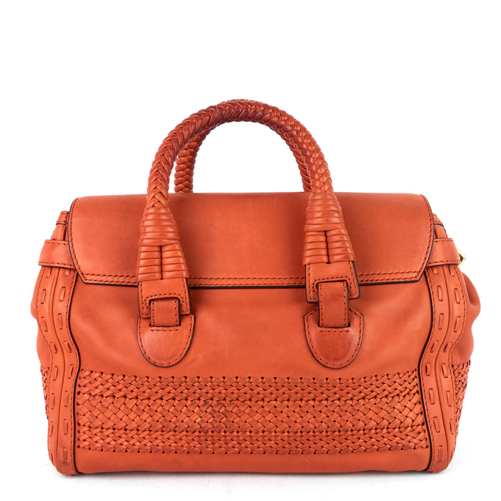 leather 'handmade' medium top handle bag