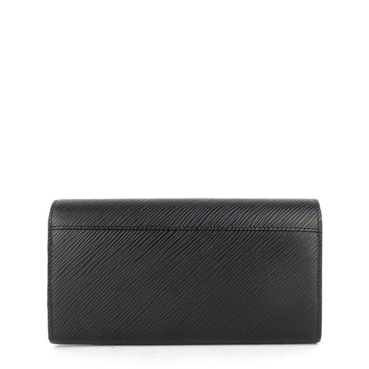 twist long black epi leather wallet