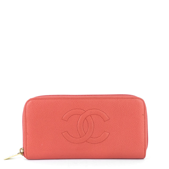 cc timeless caviar zip around wallet