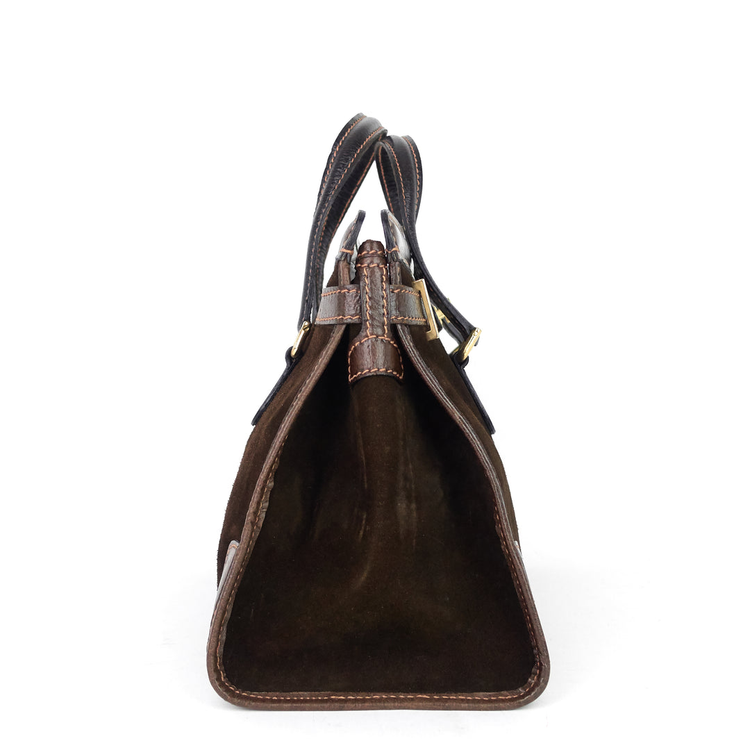 suede web stripe tote bag