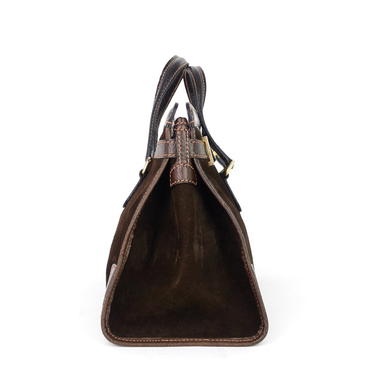 suede web stripe tote bag