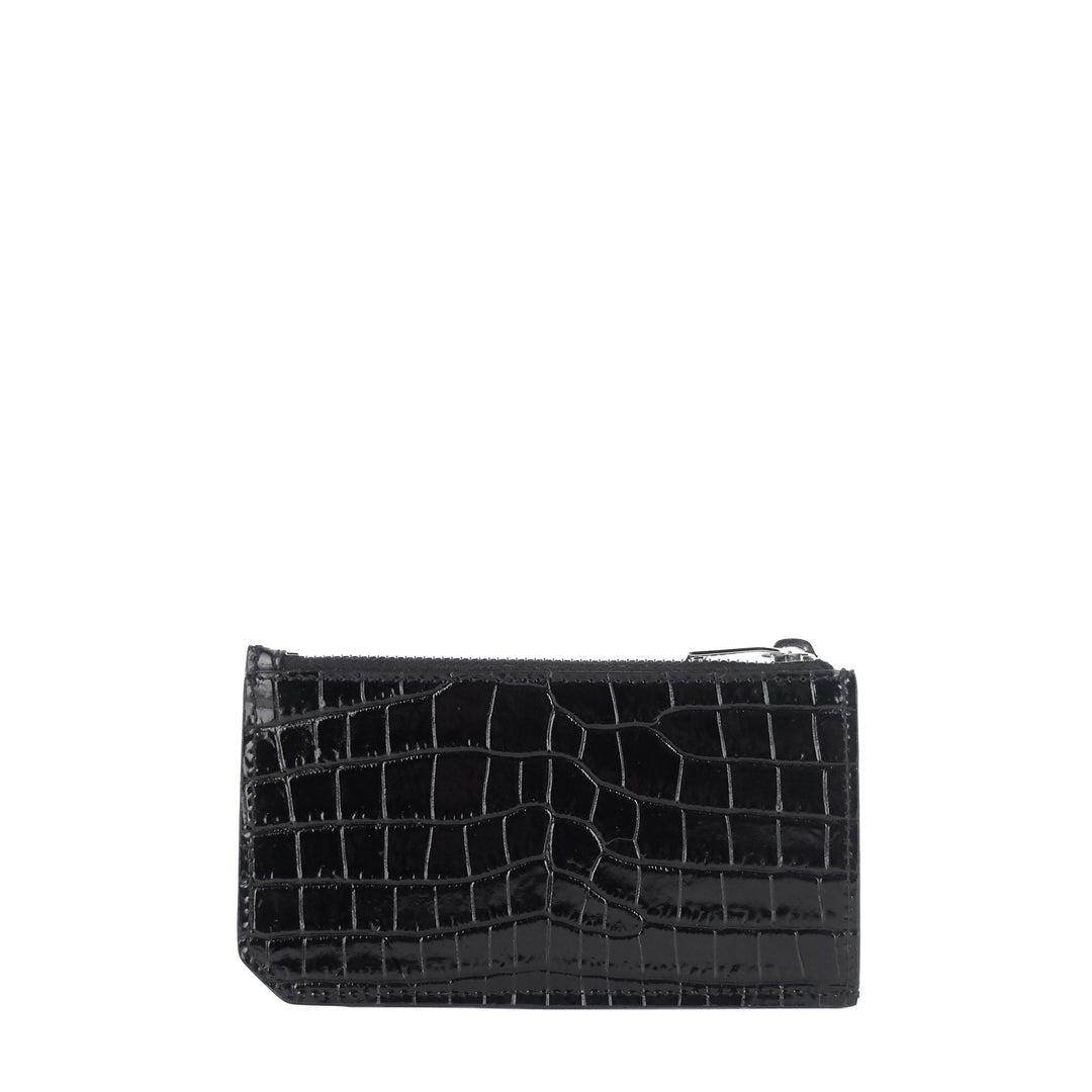 fragments crocodile-embossed leather zipped card holder