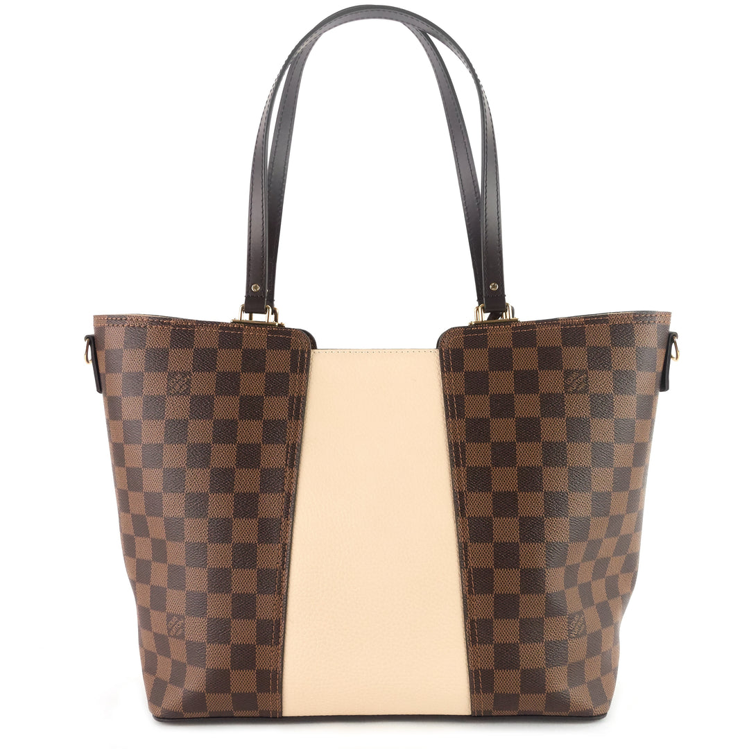 jersey damier ebene canvas and taurillon leather tote bag