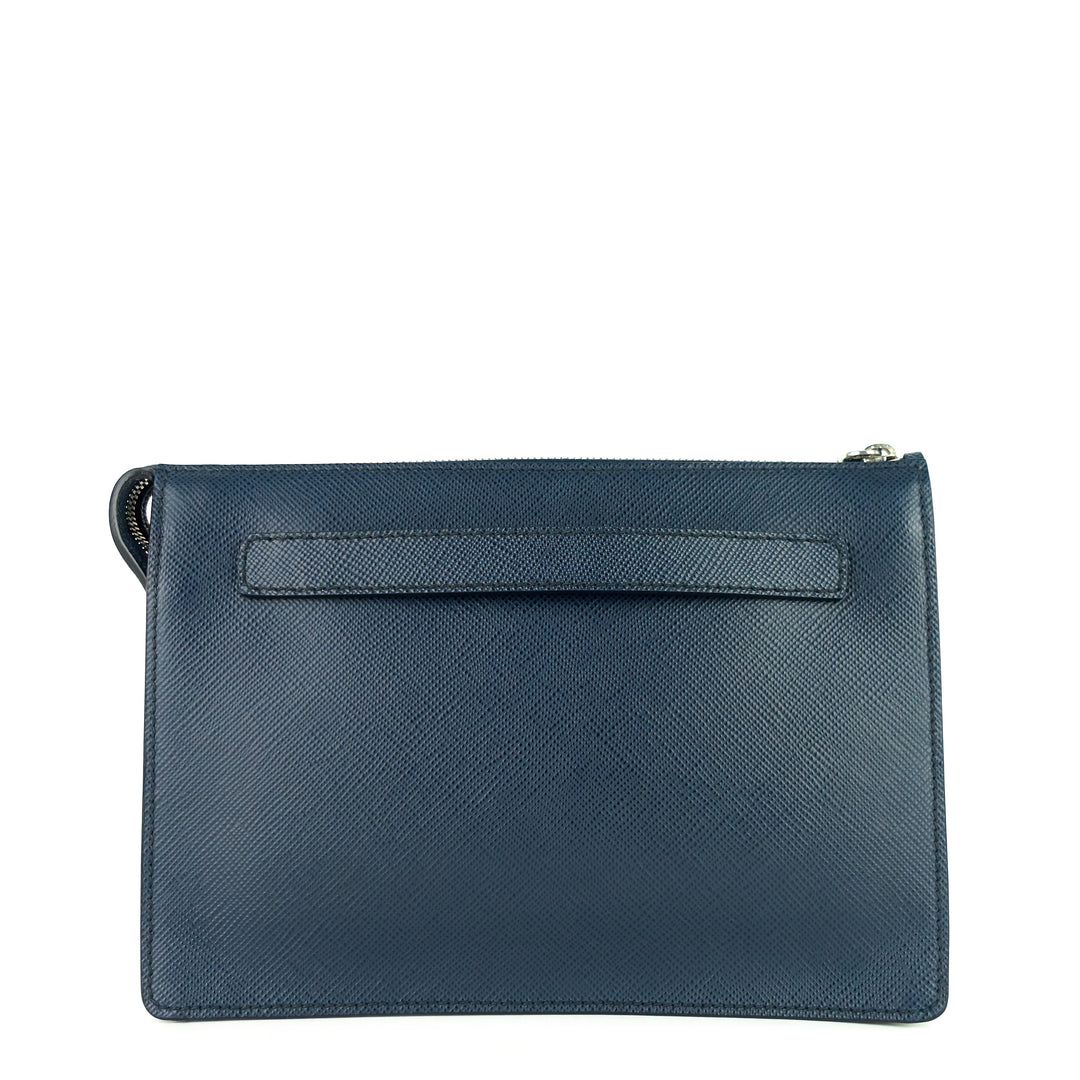 pouch saffiano cuir leather wrist strap bag