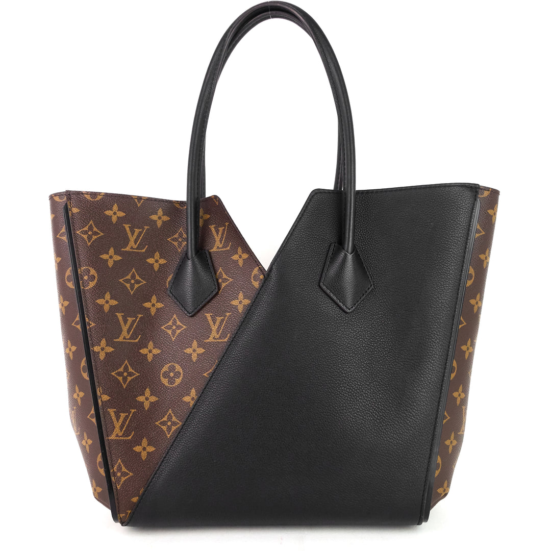 kimono monogram canvas and black leather bag