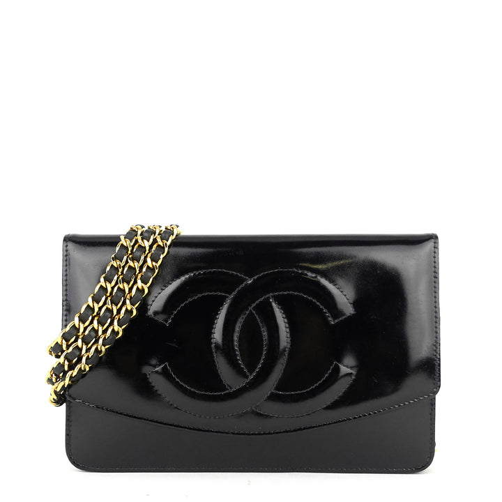 timeless wallet on chain woc vintage patent leather bag
