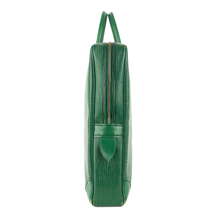 porte-documents voyage green epi leather briefcase bag