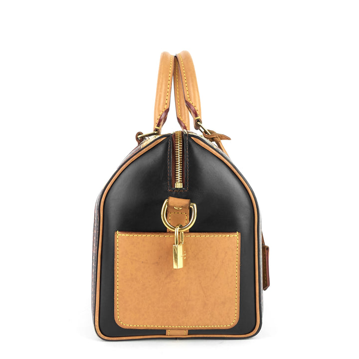 speedy noir 25 bandoulière time trunk coated canvas bag