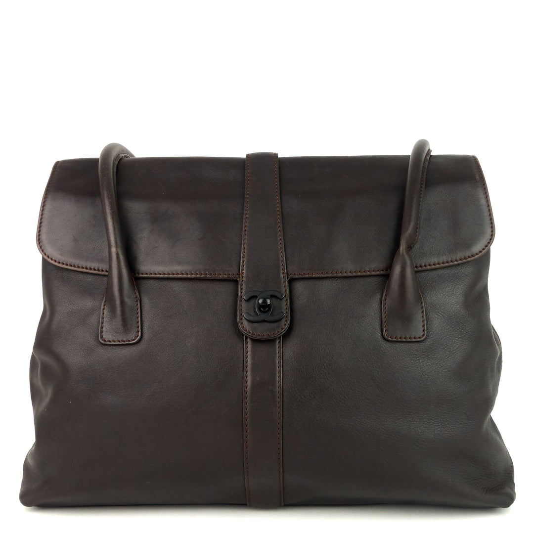 coco mark leather tote bag