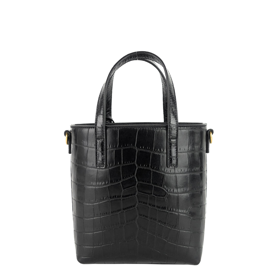 Top Shopper Mini Croc Embossed Leather Bag