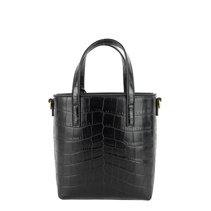 Top Shopper Mini Croc Embossed Leather Bag