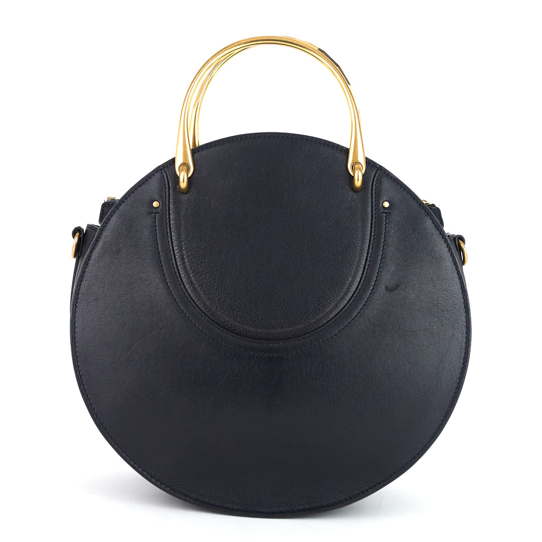 pixie medium calfskin and suede double handle bag