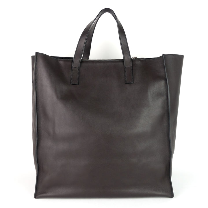 tall calfskin leather shopping tote bag