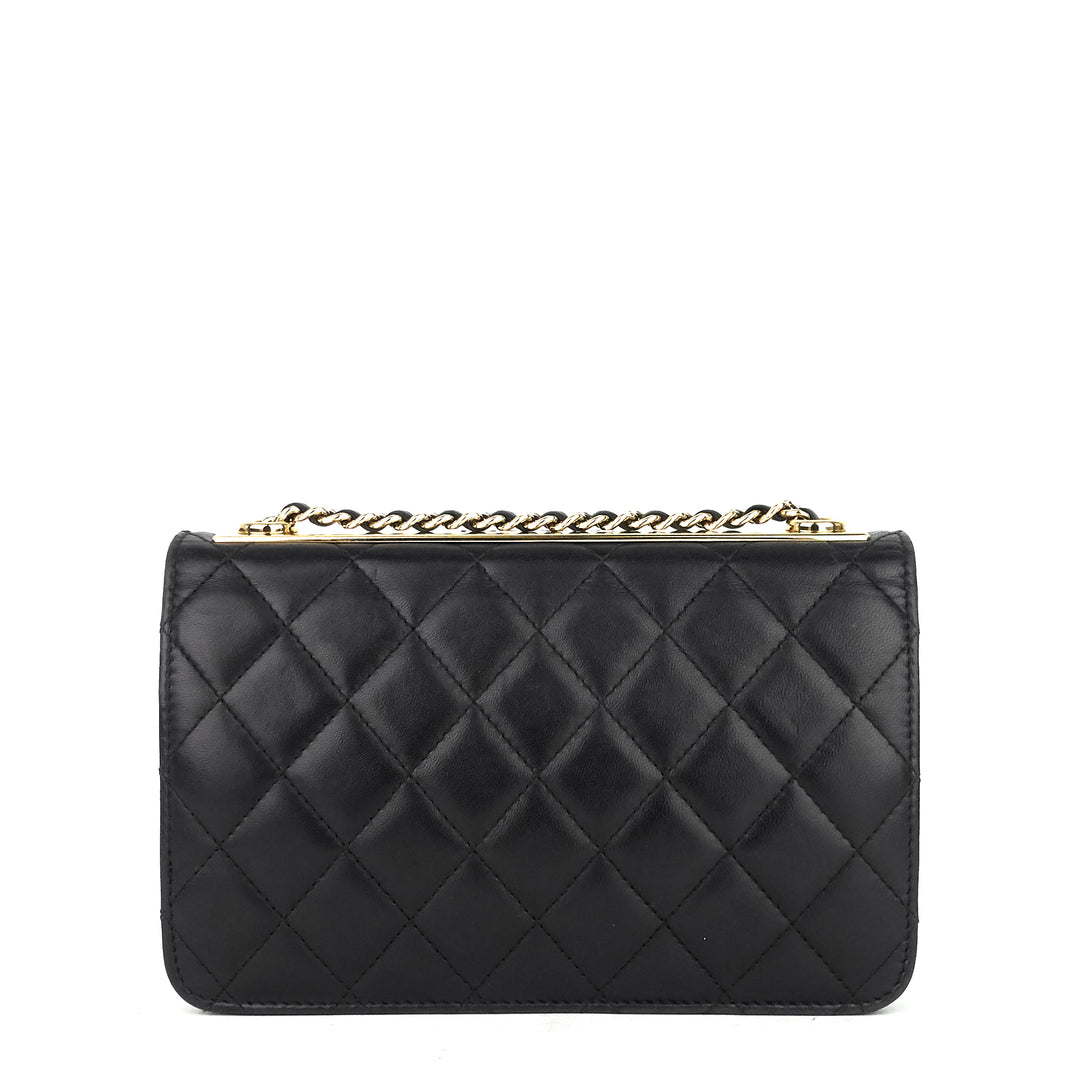 trendy cc lambskin leather wallet on chain
