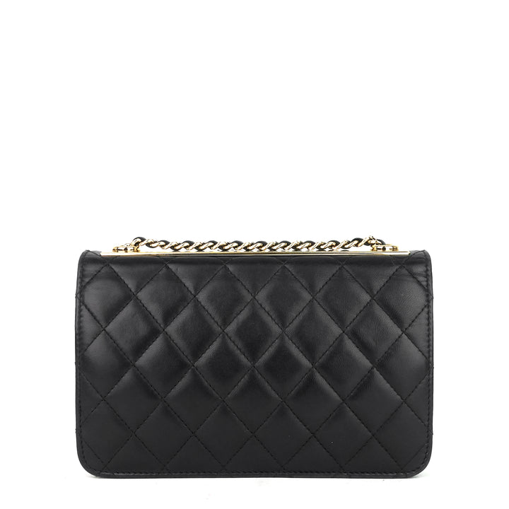 trendy cc lambskin leather wallet on chain
