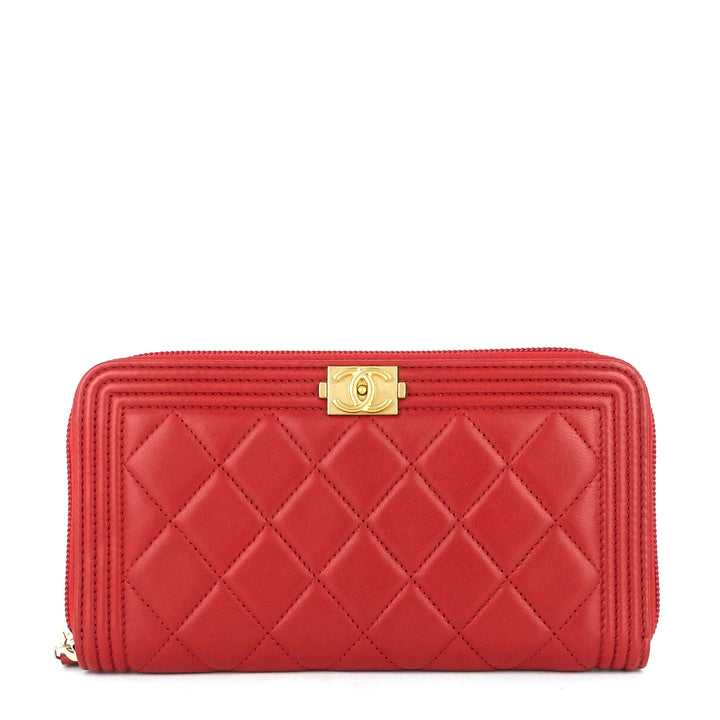 boy leather long zipped wallet