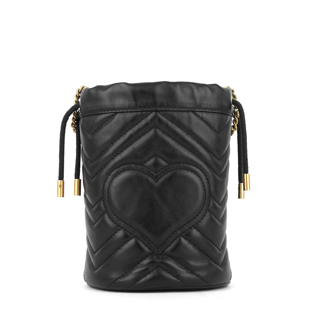 gg marmont leather mini bucket bag