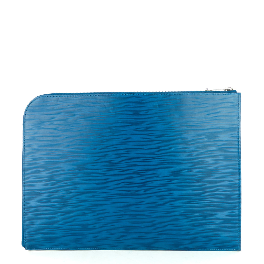 pochette jour pm blue epi leather clutch bag